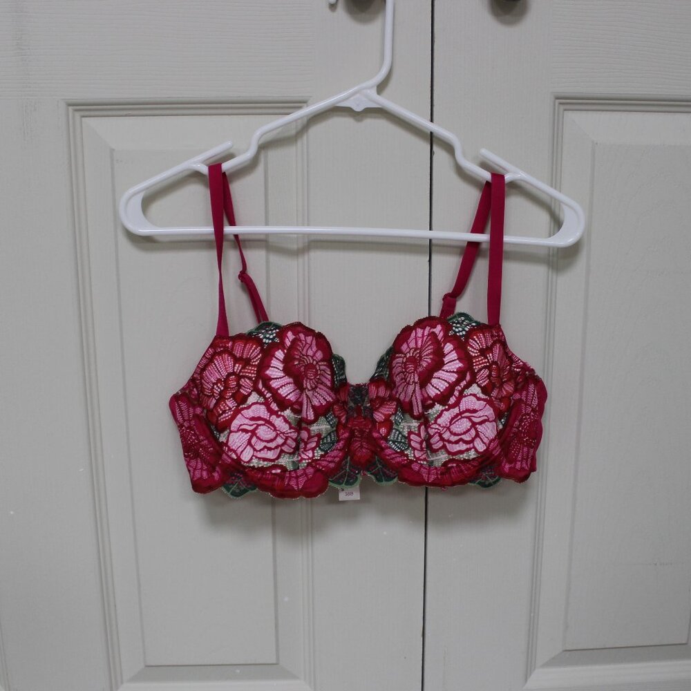 Adore Me Bra- Pink and Red Floral, Size 38 B